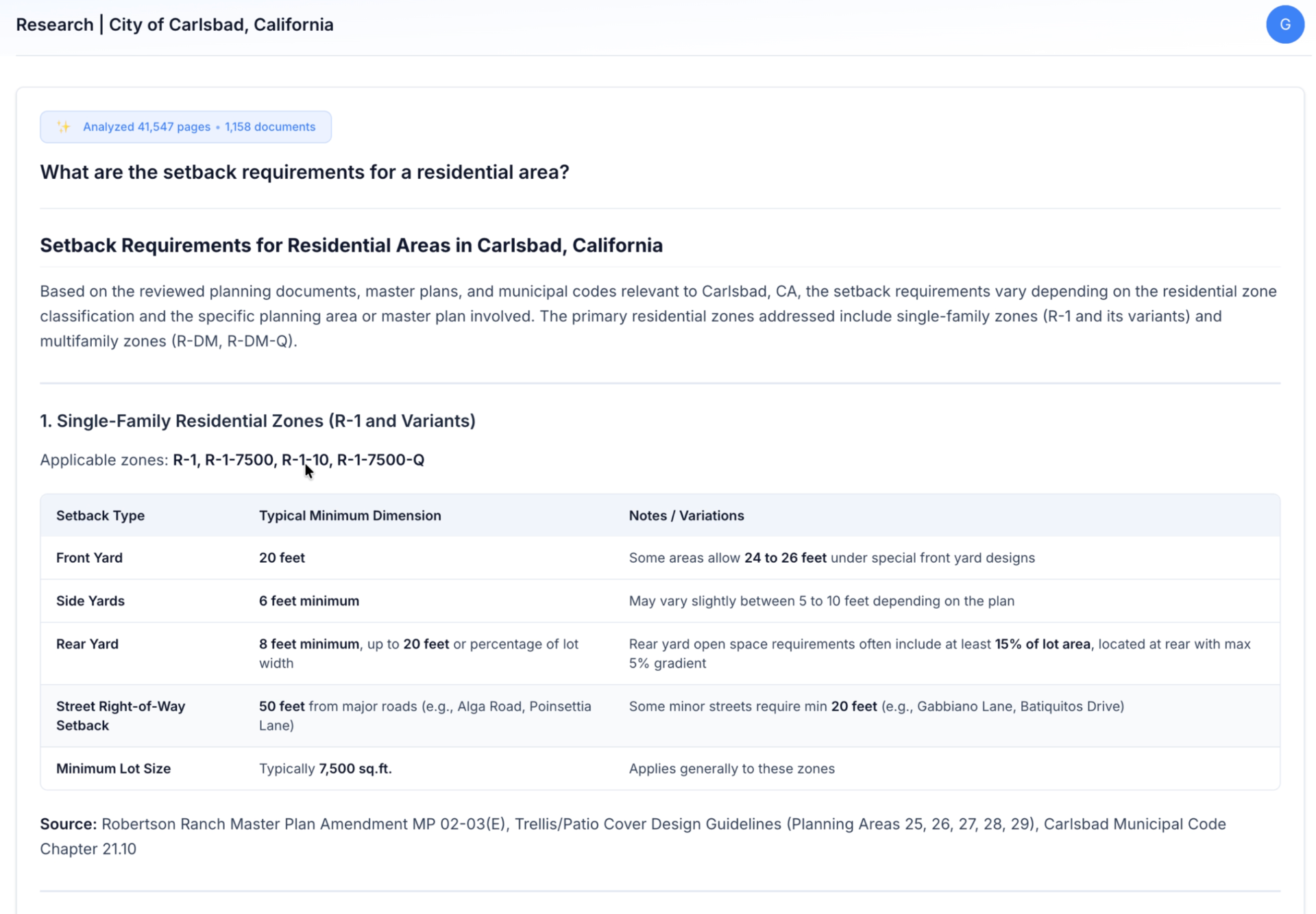 Research feature screenshot